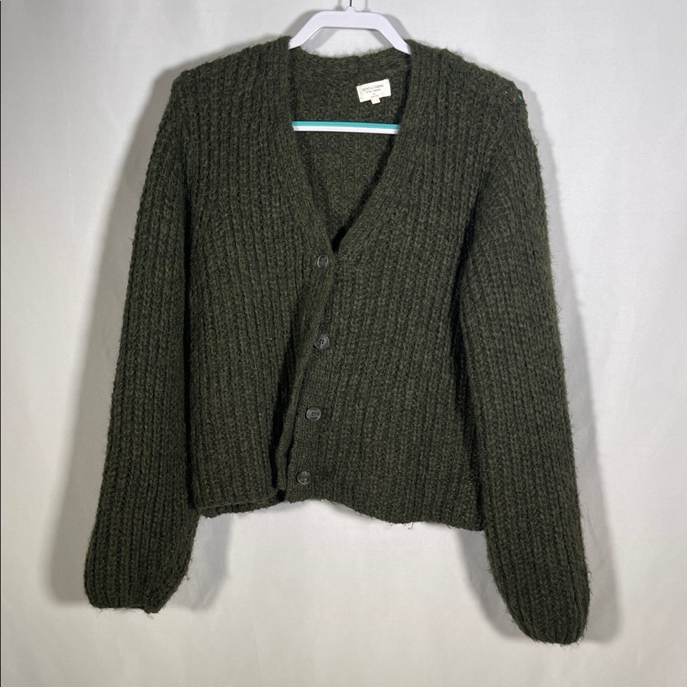 GENTLE FAWN WOMENS GREEN CHUNKY CARDIGAN SWEATER XL